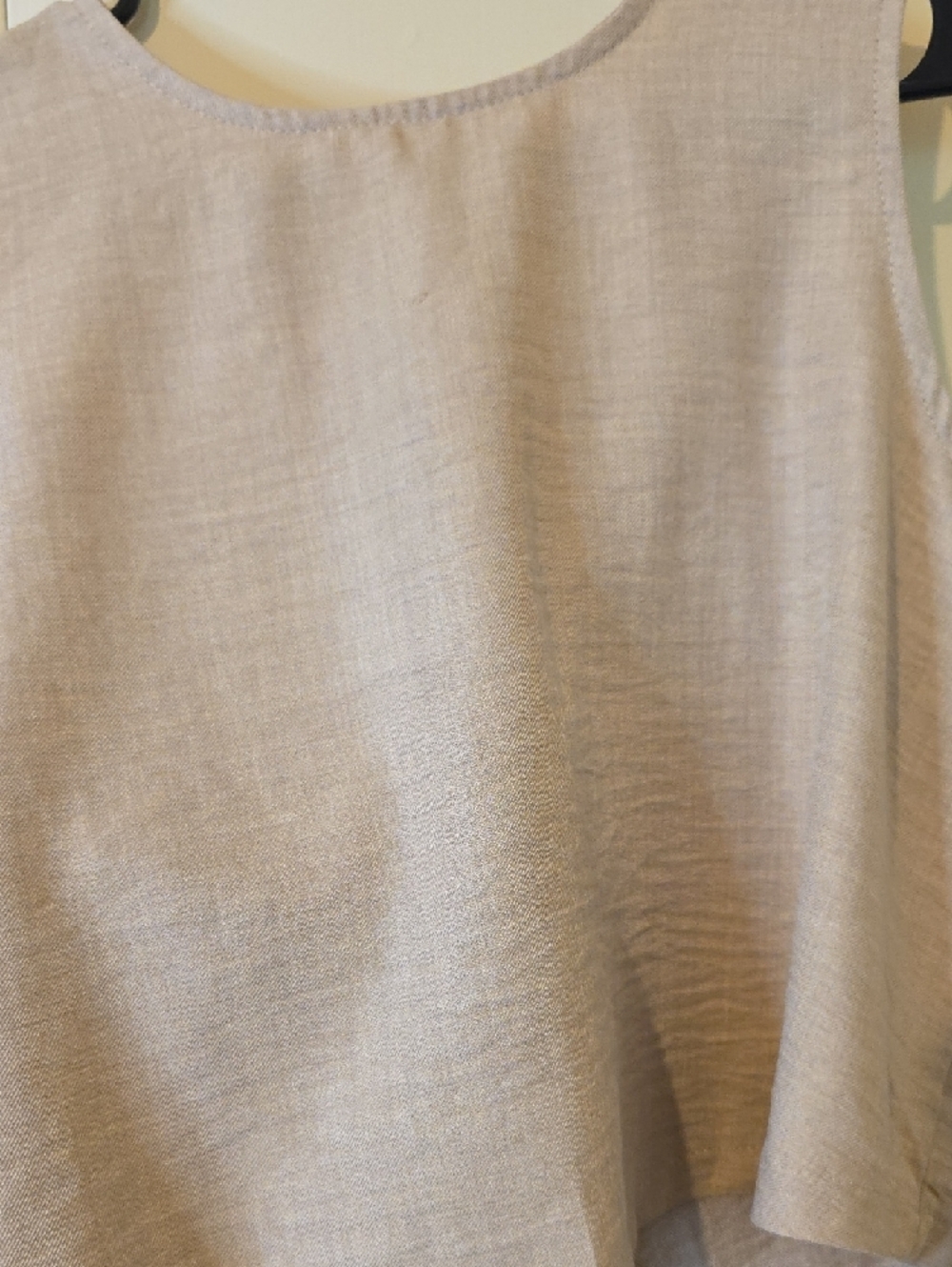 Sleeveless Beige Wide-Leg Pant Set - Picture 2 of 6